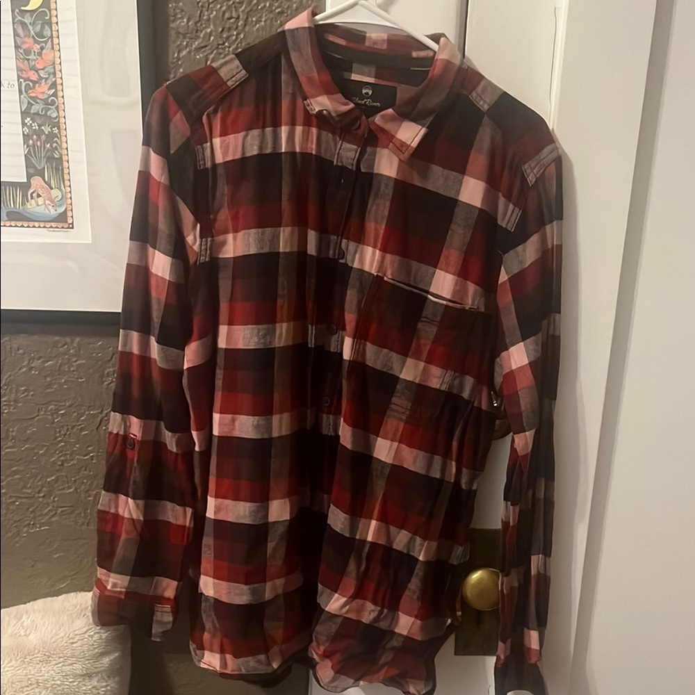 Red and Black Casual Button Down Shirt